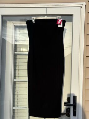 NWT SPANXshape Ponte Strapless Midi Dress Black Size Large Shaping Bodycon